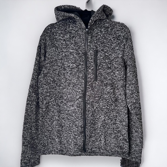 Craft + Flow Men’s Full-Zip Hoodie – Black Marled Gray, Size L, Chest Zip Pocket - Picture 1 of 9
